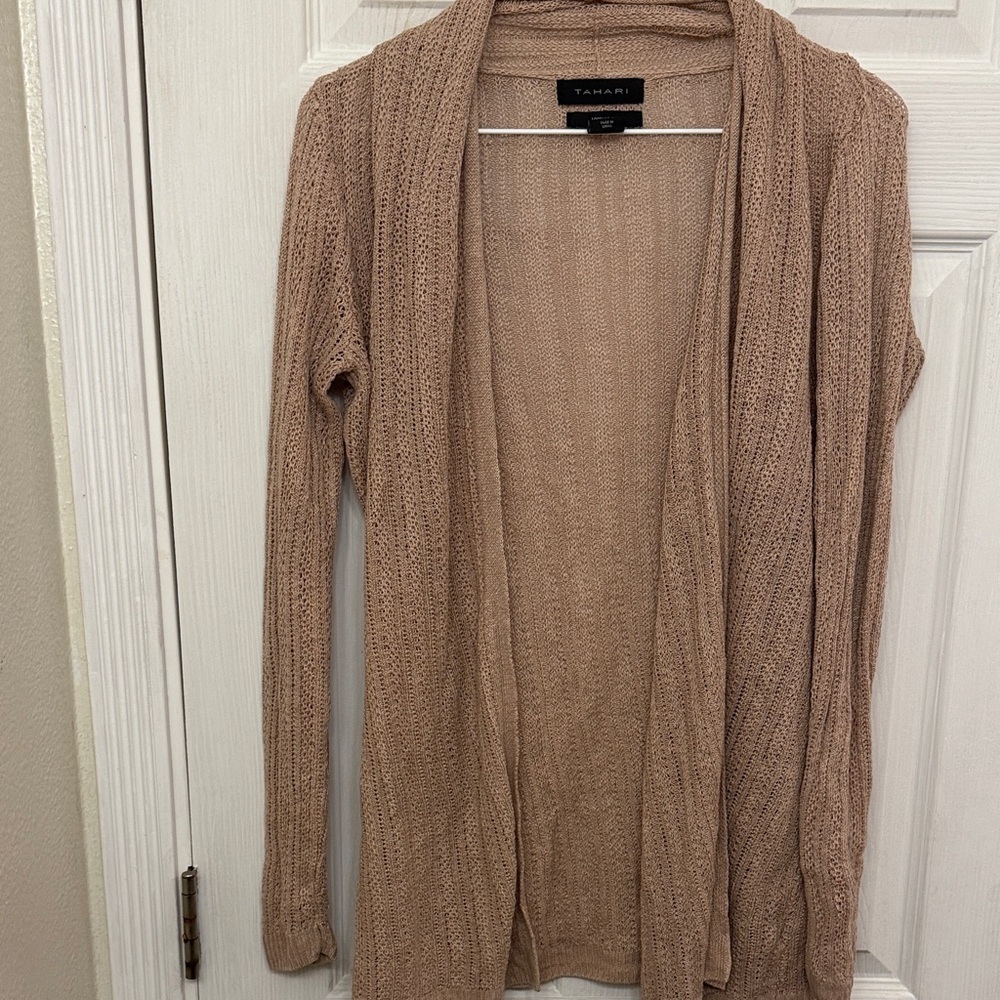 Tahari Women's Beige Cardigan Sweater